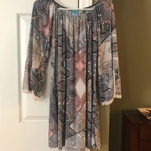 Boutique swing dress with bell sleeves